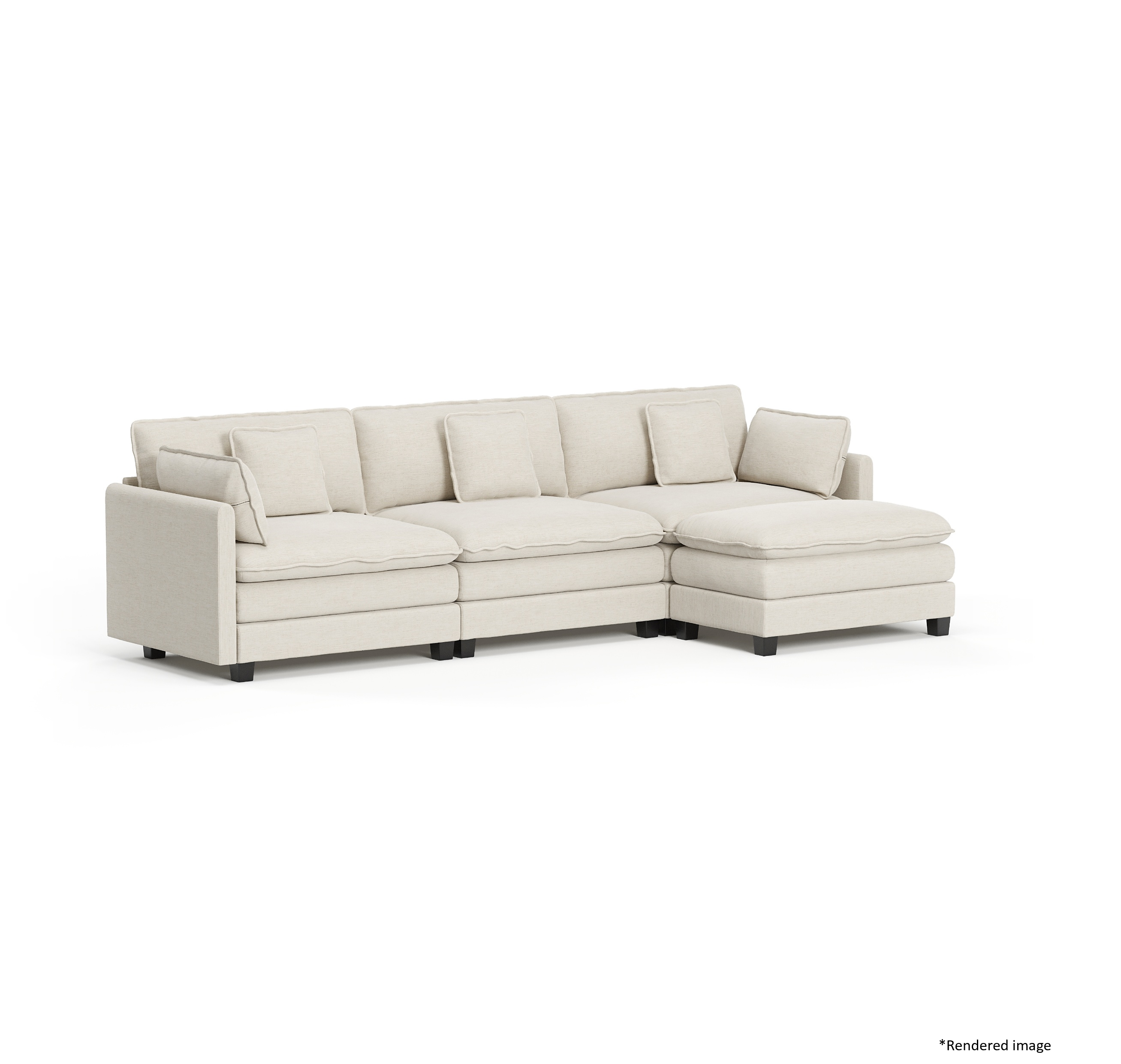 Heaven Modular 3 Seat Sofa & Ottoman in Cloud White