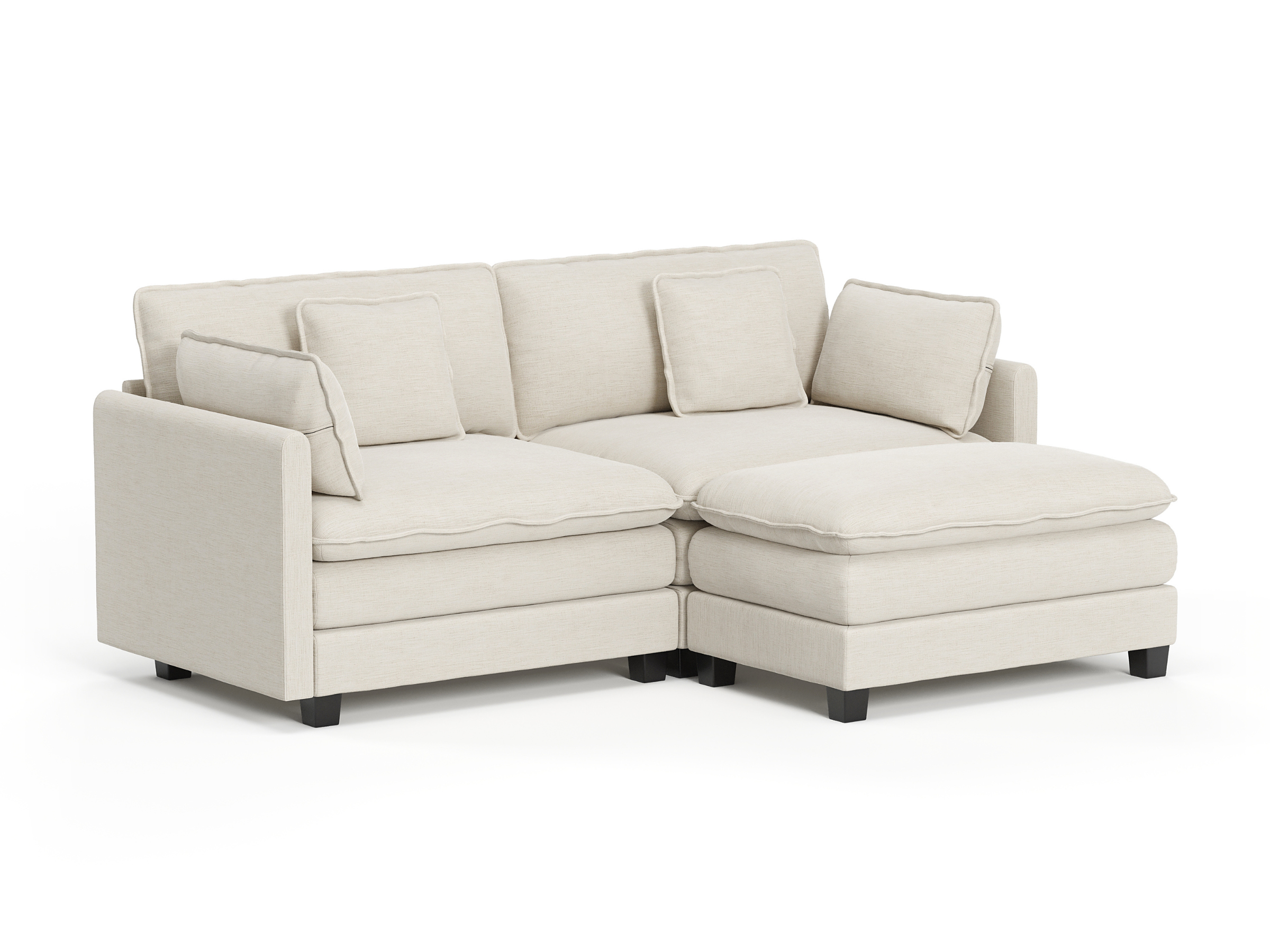 Heaven Modular 2 Seat Sofa & Ottoman in Cloud White