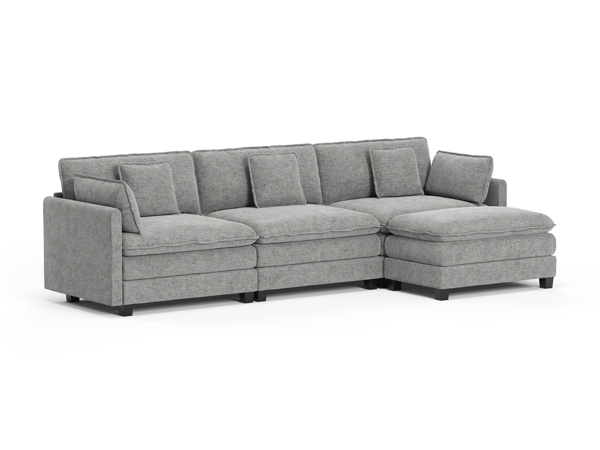 Heaven Modular 3 Seat Sofa & Ottoman in Cloud Mist