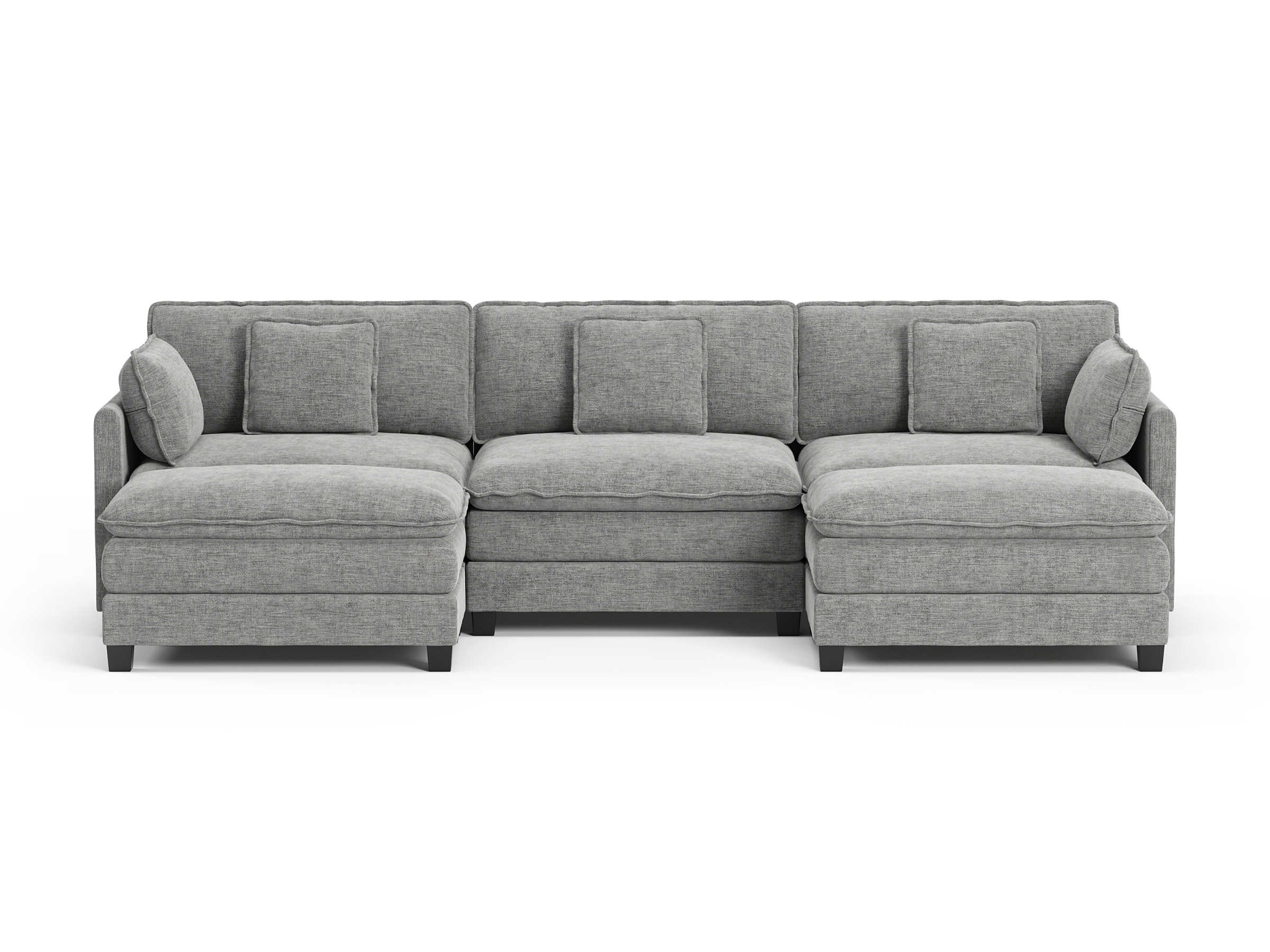 Heaven Modular 3 Seat Sofa with 2 x Ottomans in Cloud Mist