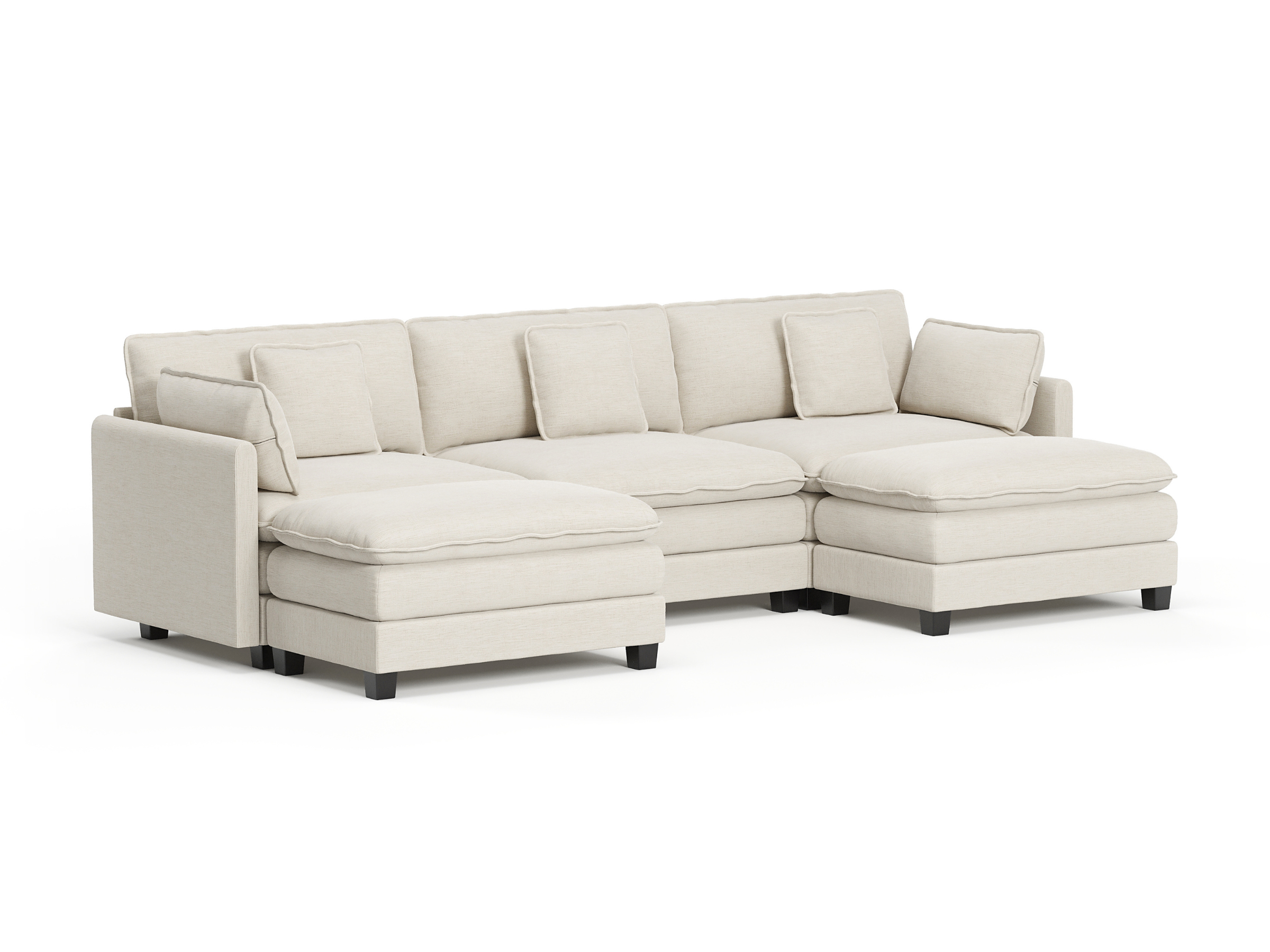 Heaven Modular 3 Seat Sofa with 2 x Ottomans in Cloud White