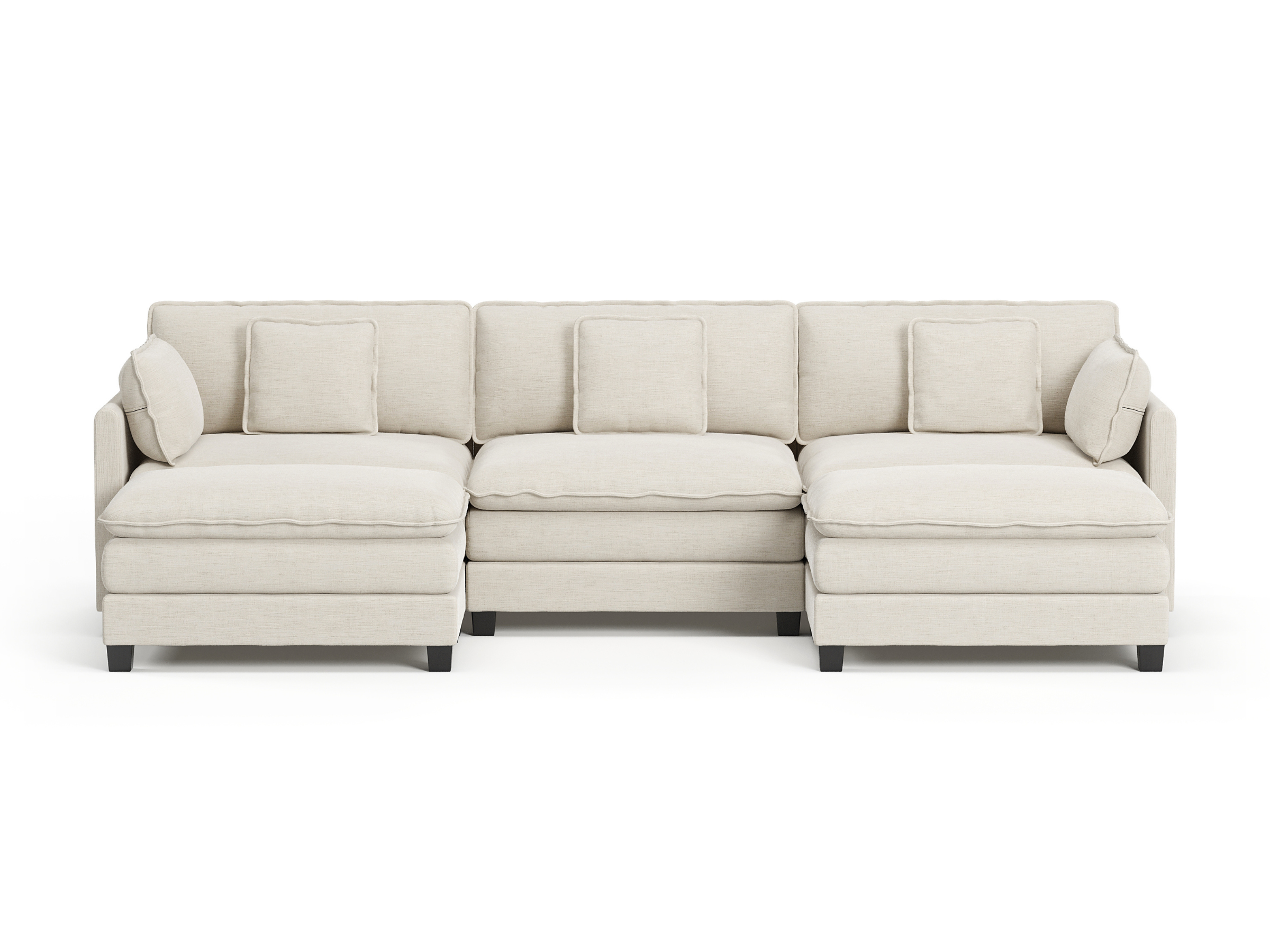 Heaven Modular 3 Seat Sofa with 2 x Ottomans in Cloud White