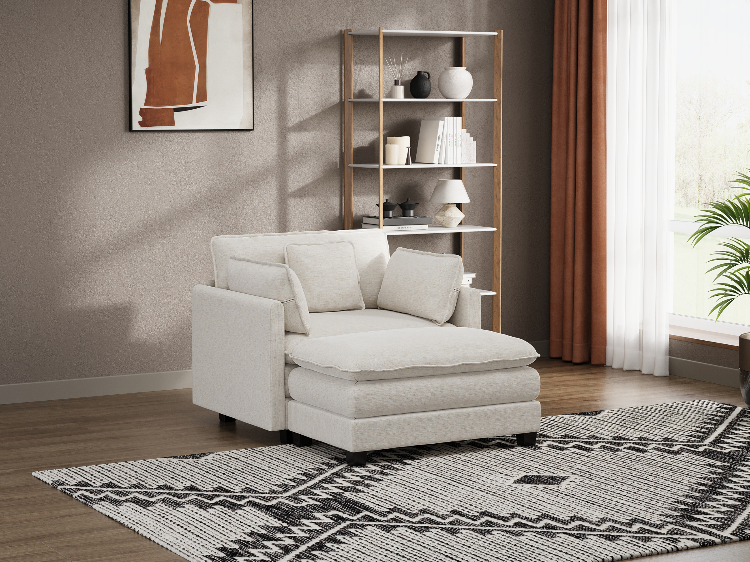 Heaven Modular Chair & Ottoman in Cloud White