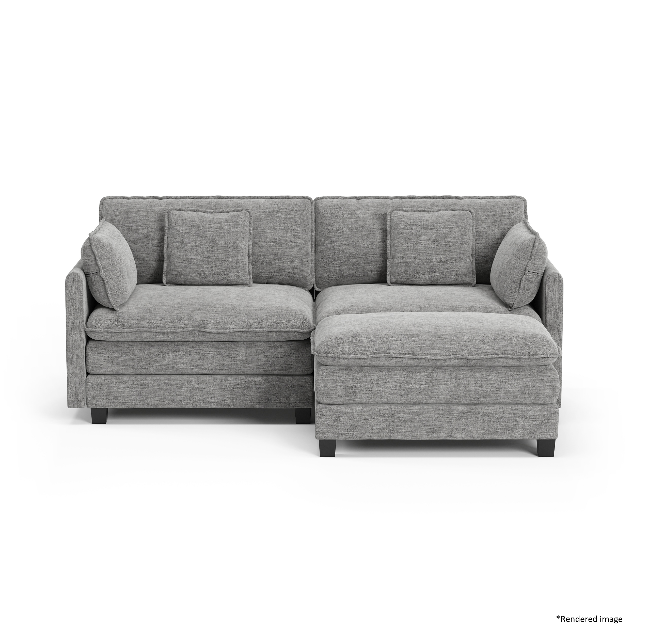 Heaven Modular 2 Seat Sofa & Ottoman in Cloud Mist
