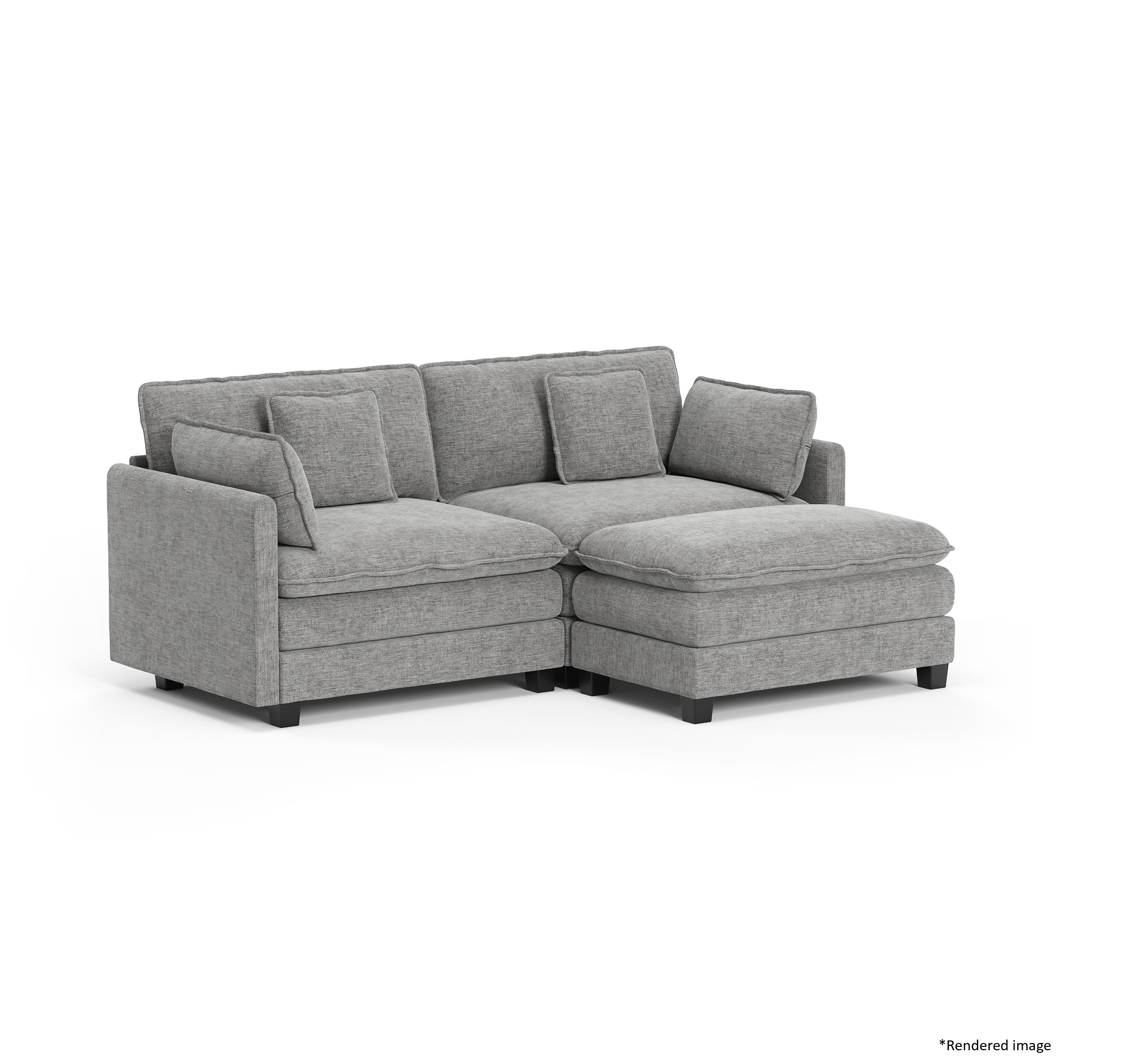 Heaven Modular 2 Seat Sofa & Ottoman in Cloud Mist