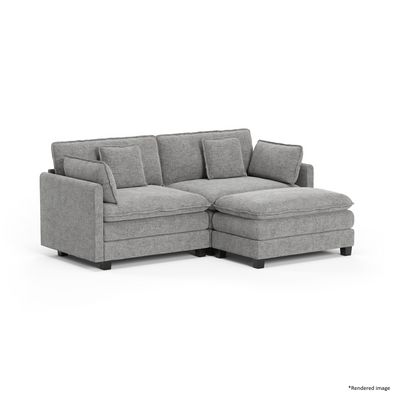 Heaven Modular 2 Seat Sofa & Ottoman in Cloud Mist