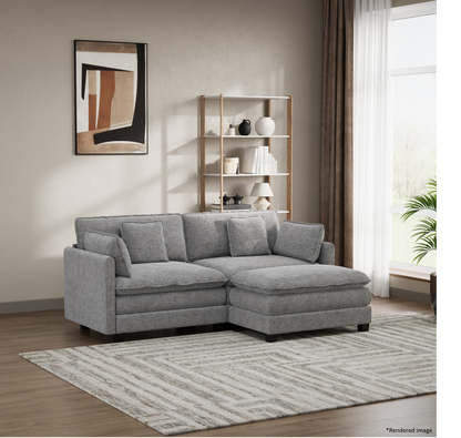 Heaven Modular 2 Seat Sofa & Ottoman in Cloud Mist