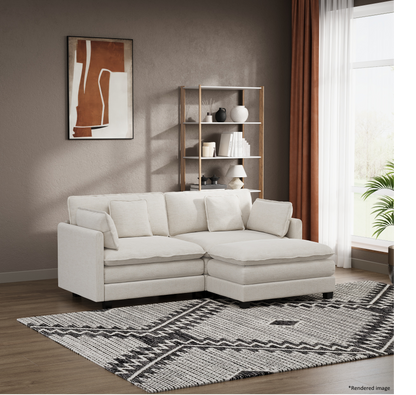 Heaven Modular 2 Seat Sofa & Ottoman in Cloud White