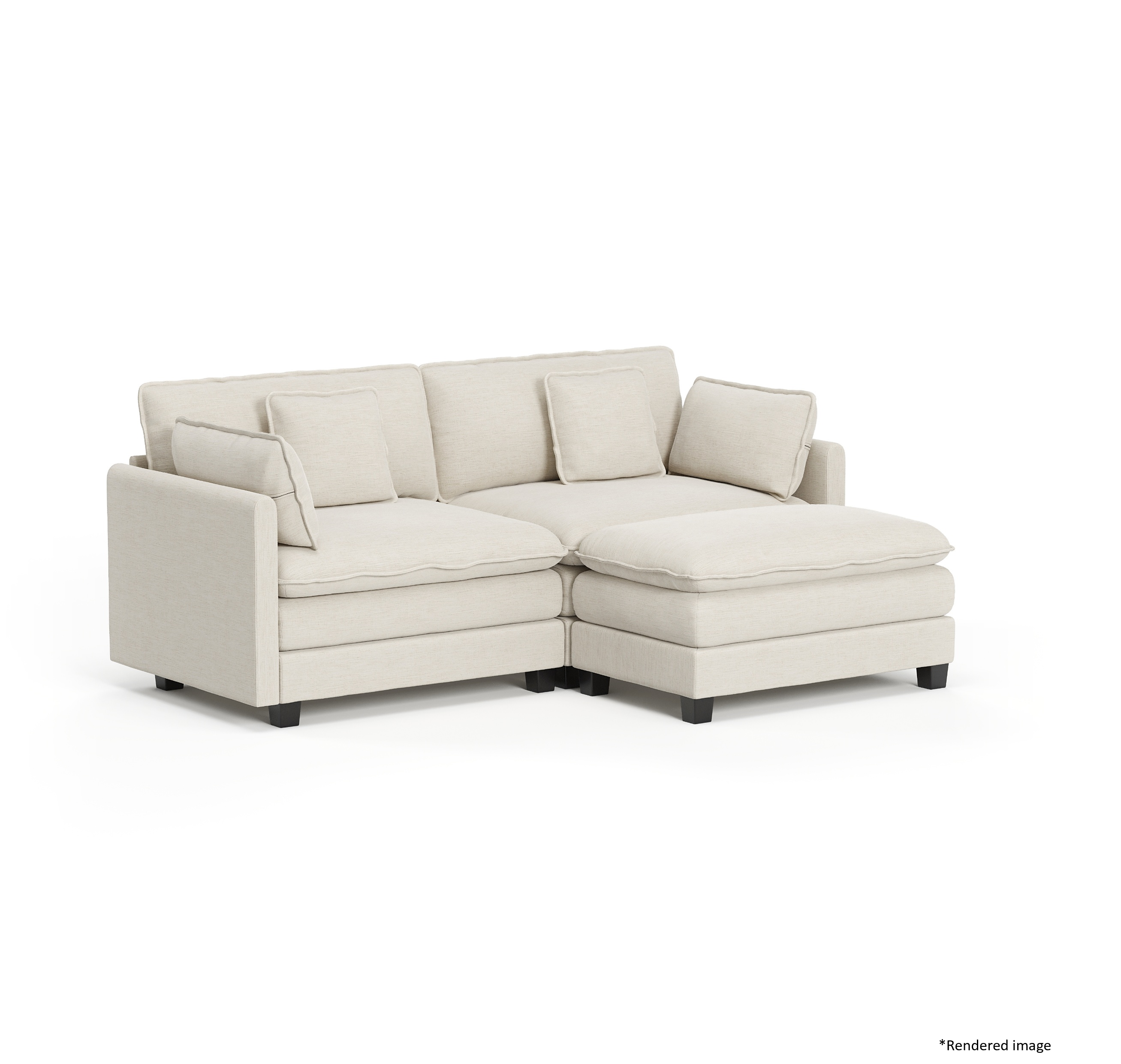 Heaven Modular 2 Seat Sofa & Ottoman in Cloud White