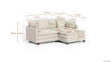 Heaven Modular 2 Seat Sofa & Ottoman in Cloud Mist