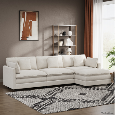 Heaven Modular 3 Seat Sofa & Ottoman in Cloud White