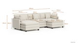 Heaven Modular 3 Seat Sofa with 2 x Ottomans in Cloud Mist