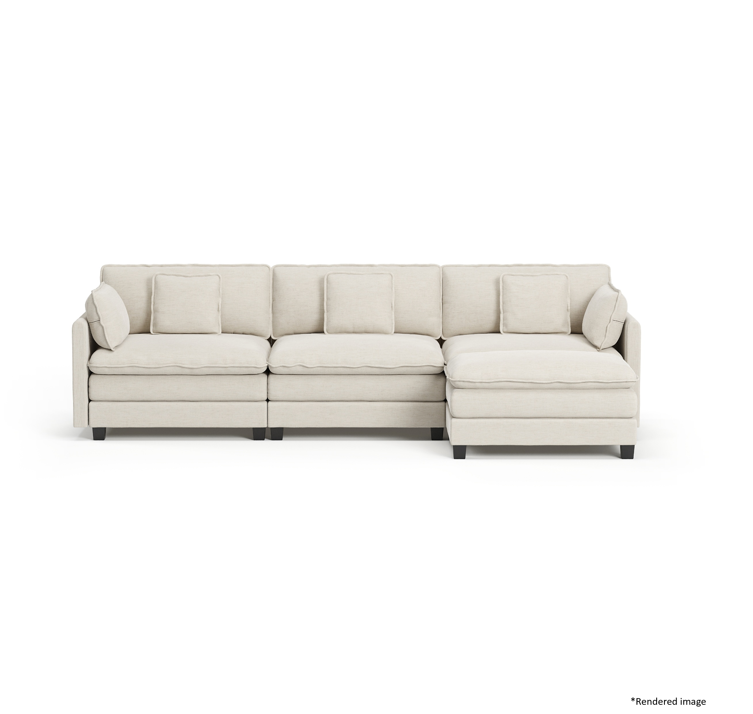 Heaven Modular 3 Seat Sofa & Ottoman in Cloud White