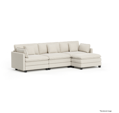 Heaven Modular 3 Seat Sofa & Ottoman in Cloud White
