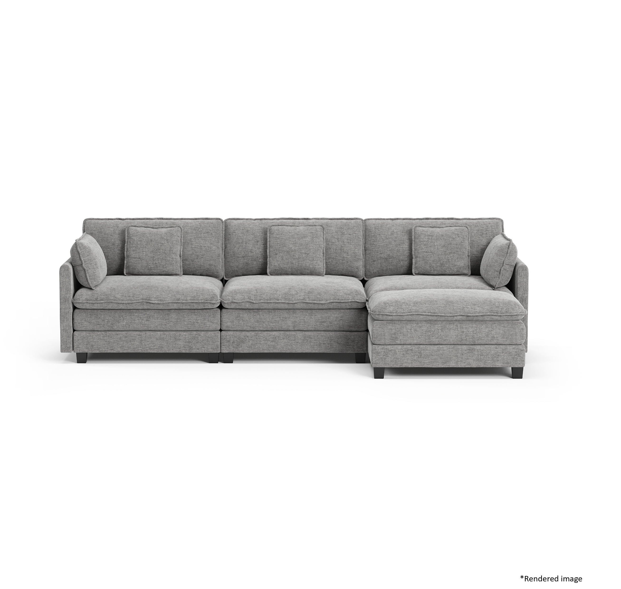 Heaven Modular 3 Seat Sofa & Ottoman in Cloud Mist