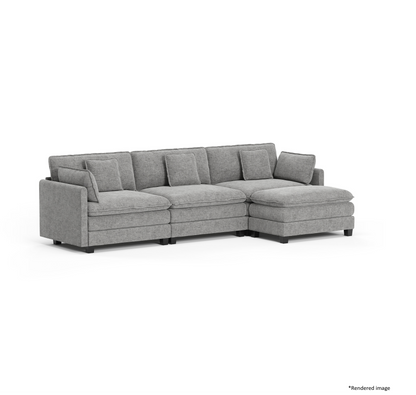 Heaven Modular 3 Seat Sofa & Ottoman in Cloud Mist