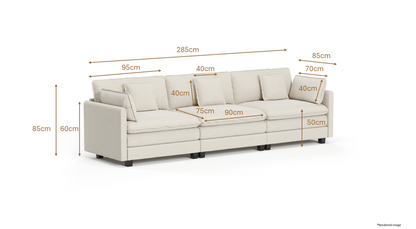 Heaven Modular 3 Seat Sofa in Cloud Mist