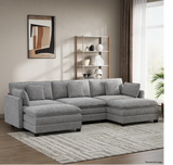 Heaven Modular 3 Seat Sofa with 2 x Ottomans in Cloud Mist