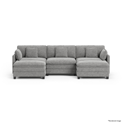 Heaven Modular 3 Seat Sofa with 2 x Ottomans in Cloud Mist