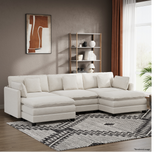 Heaven Modular 3 Seat Sofa with 2 x Ottomans in Cloud White