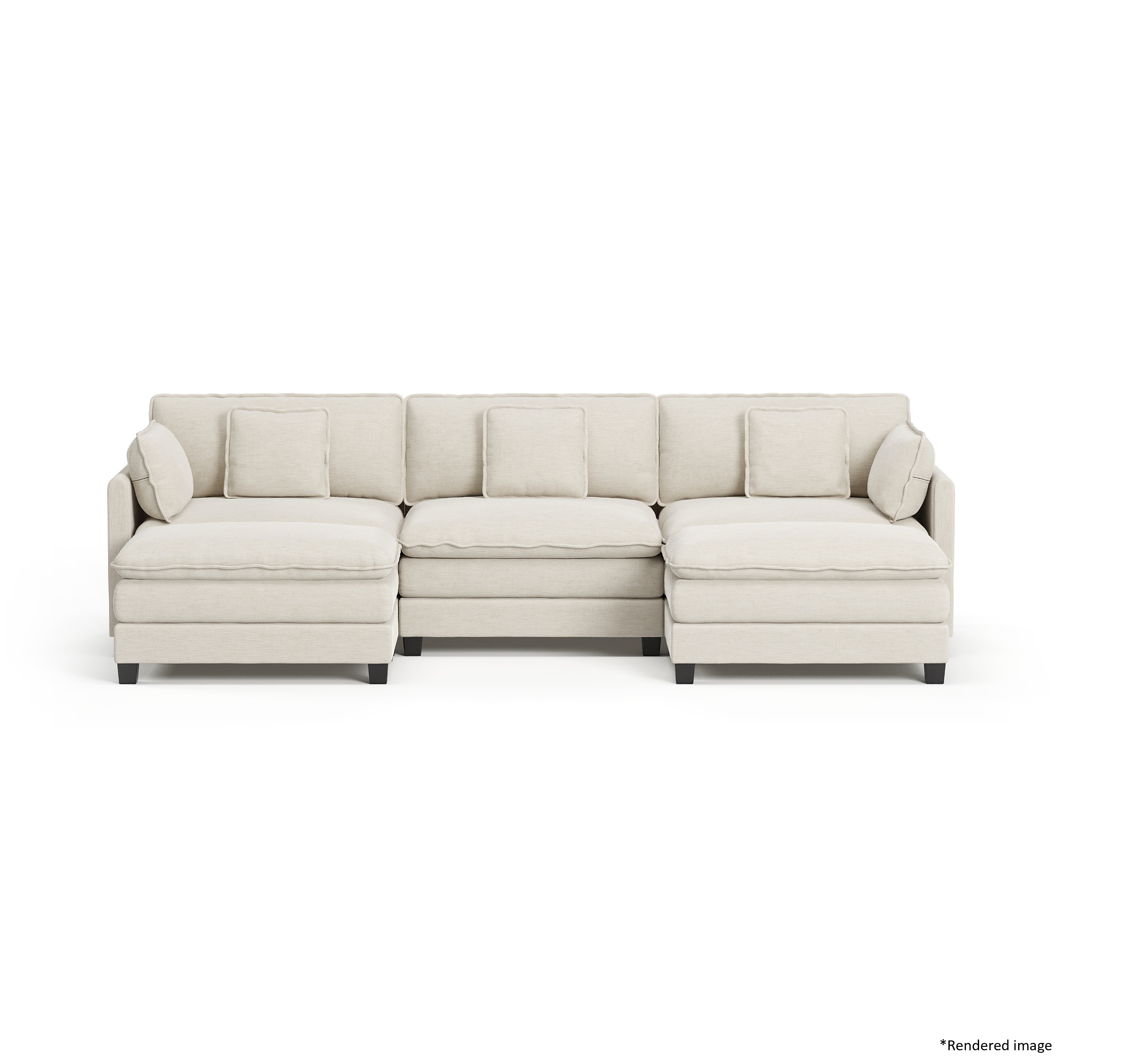 Heaven Modular 3 Seat Sofa with 2 x Ottomans in Cloud White
