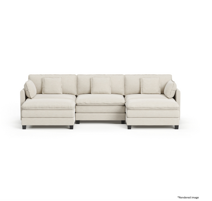 Heaven Modular 3 Seat Sofa with 2 x Ottomans in Cloud White