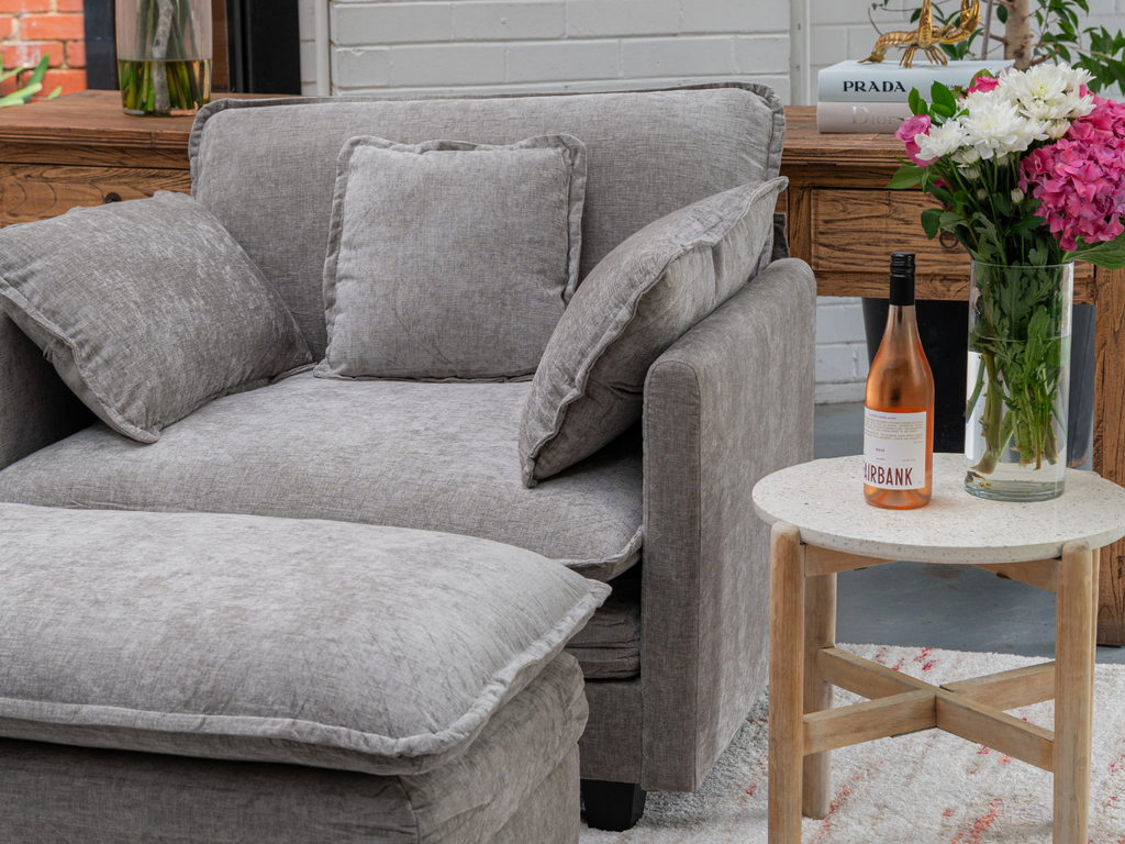 Heaven Modular Chair & Ottoman in Cloud Mist