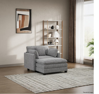 Heaven Modular Chair & Ottoman in Cloud Mist