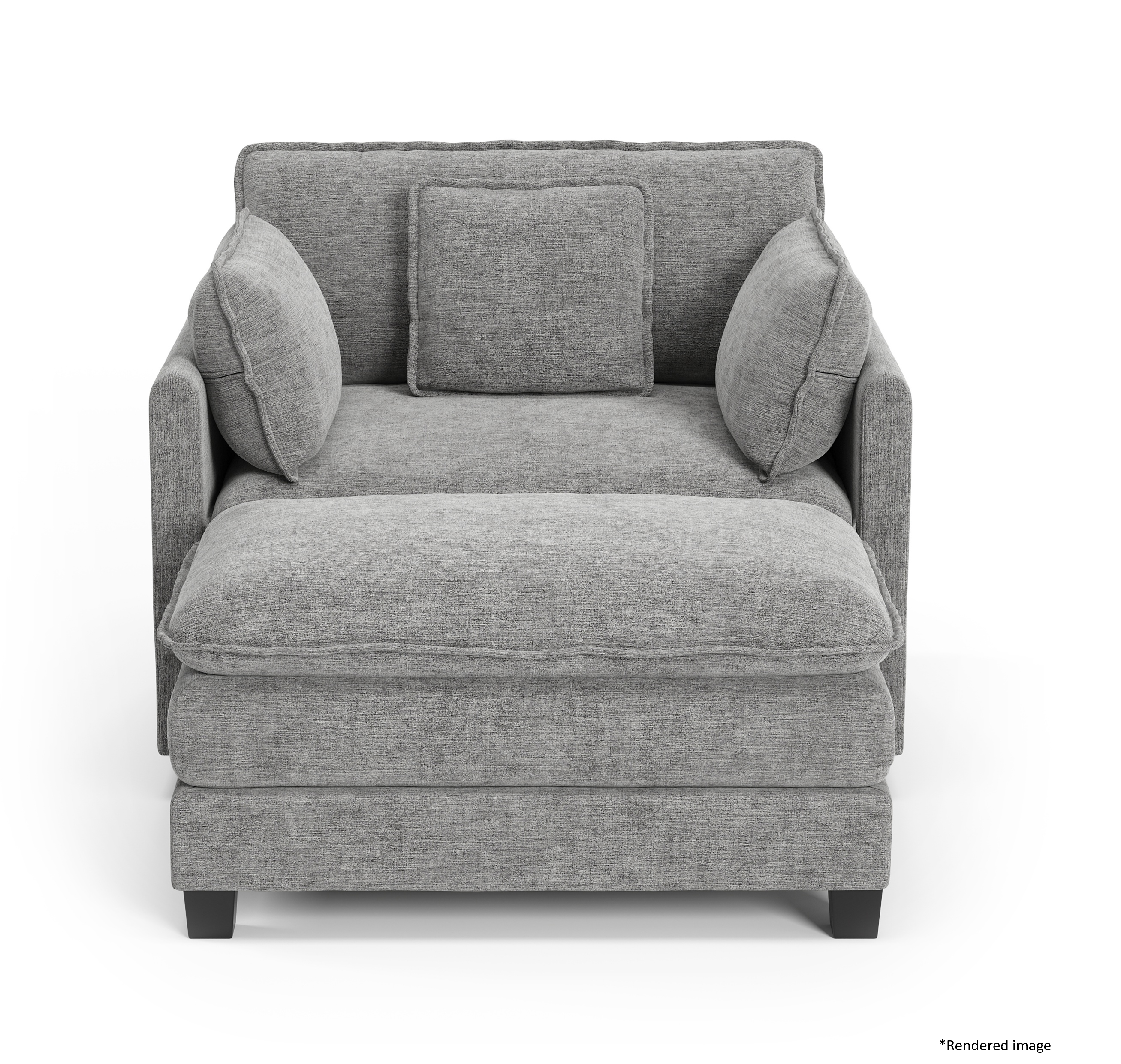 Heaven Modular Chair & Ottoman in Cloud Mist