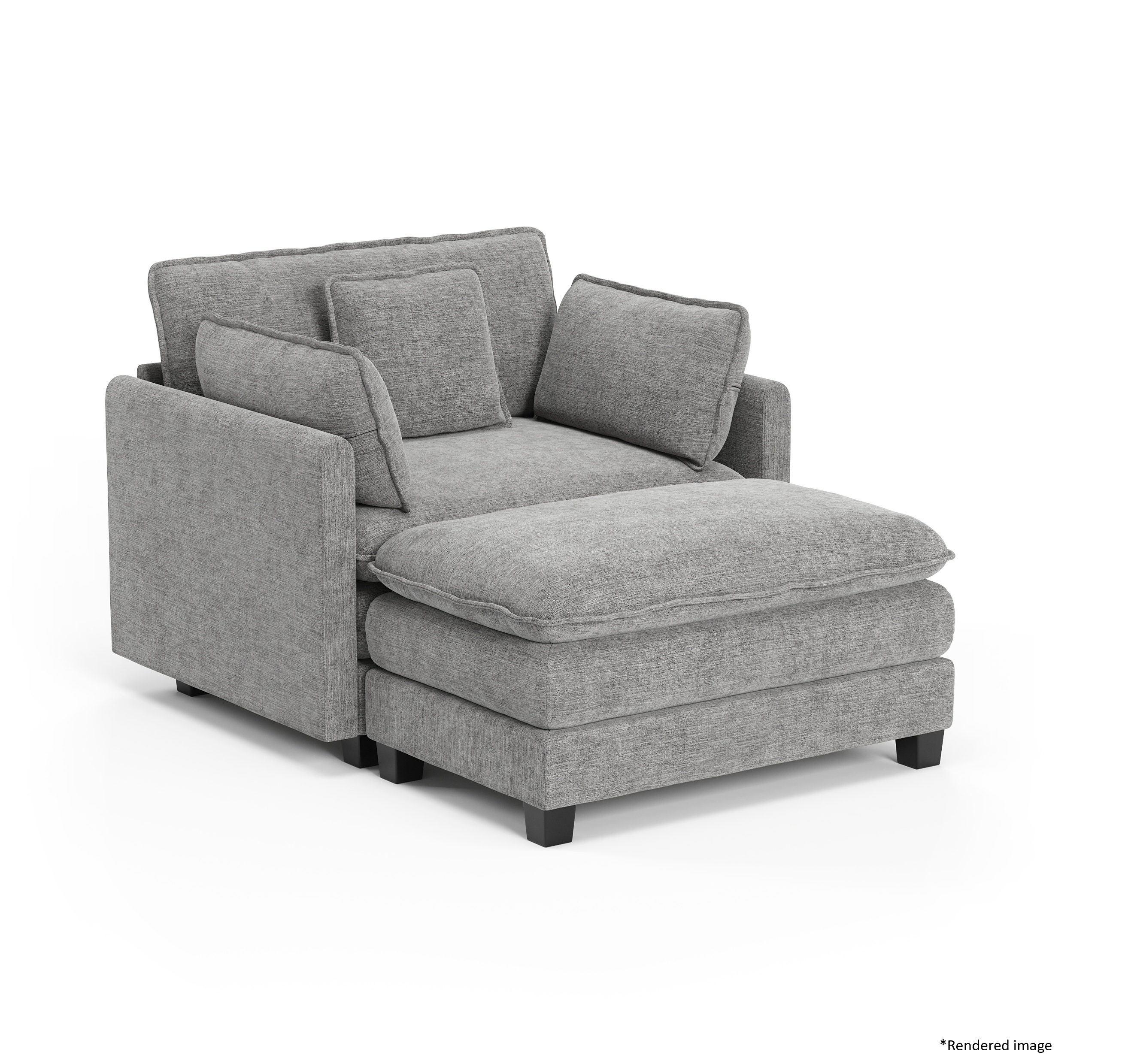 Heaven Modular Chair & Ottoman in Cloud Mist