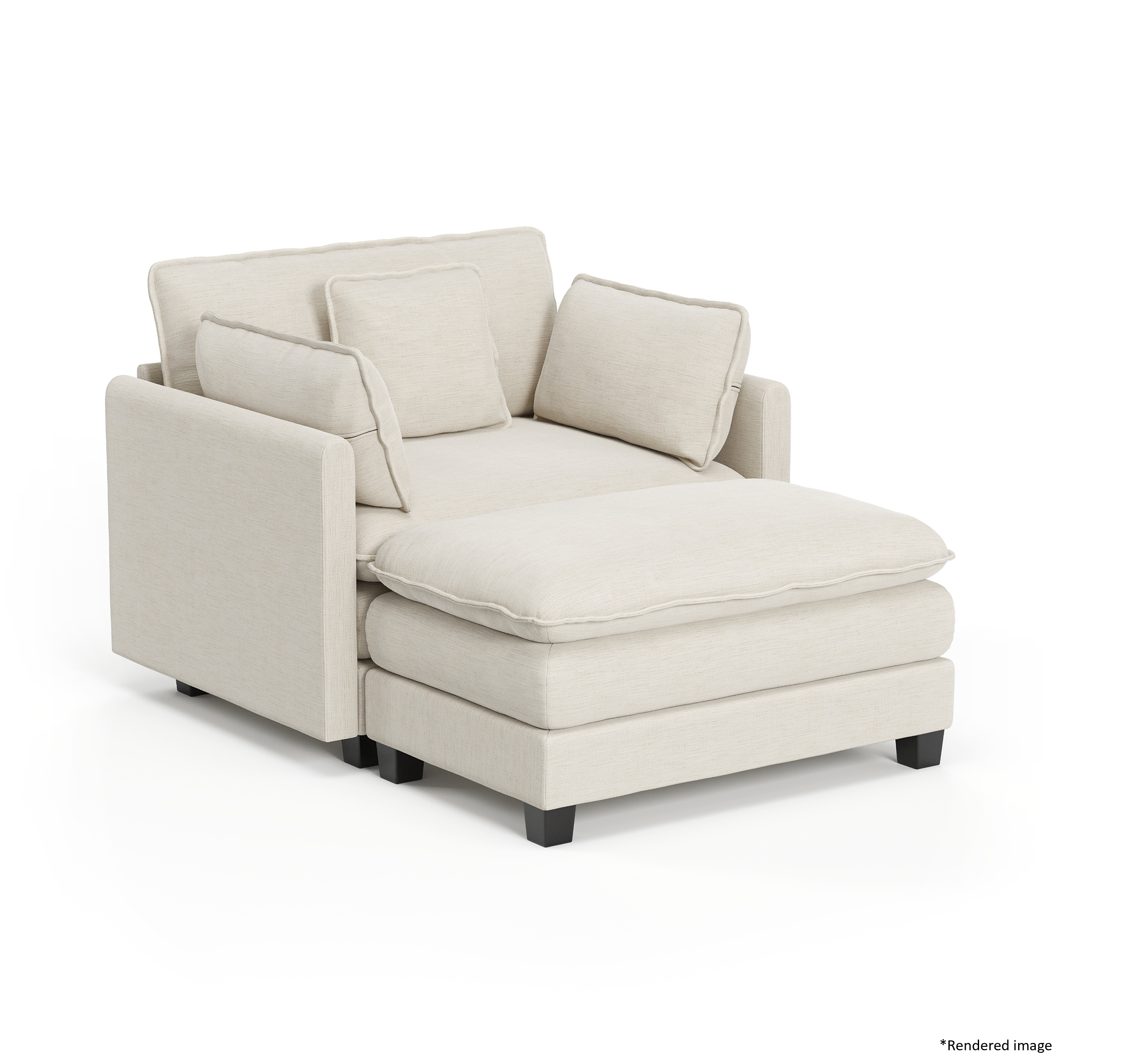 Heaven Modular Chair & Ottoman in Cloud White