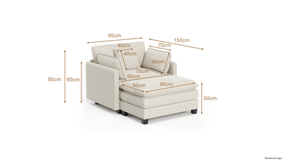 Heaven Modular Chair & Ottoman in Cloud White