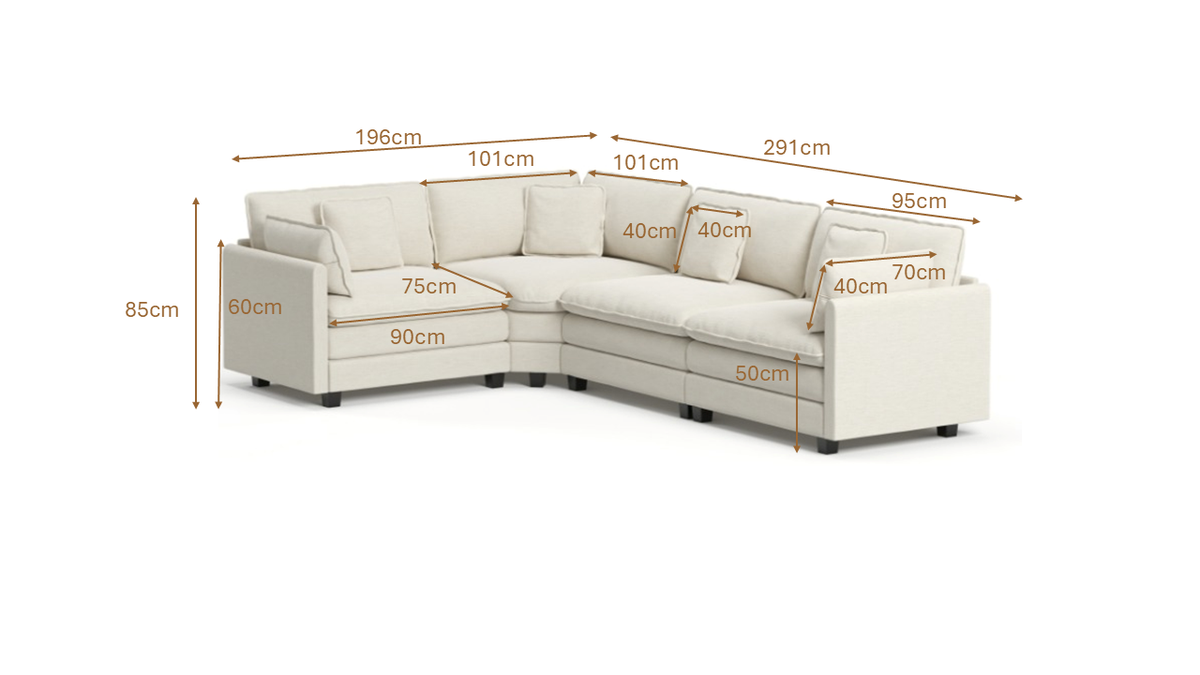 Heaven 4-Piece Corner Modular in Cloud White