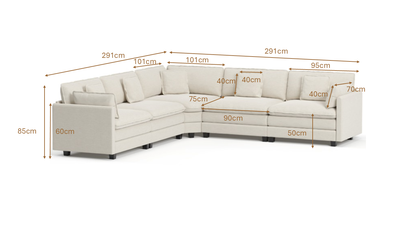 Heaven 5-Piece Corner Modular in Cloud Mist