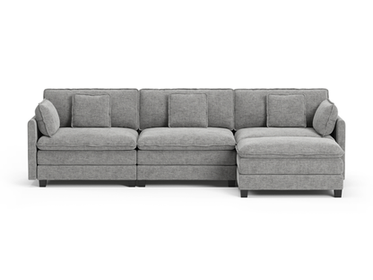 Heaven Modular 3 Seat Sofa & Ottoman in Cloud Mist