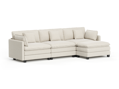 Heaven Modular 3 Seat Sofa & Ottoman in Cloud White