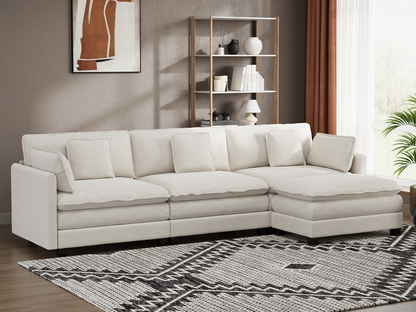 Heaven Modular 3 Seat Sofa & Ottoman in Cloud White