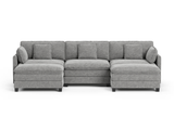 Heaven Modular 3 Seat Sofa with 2 x Ottomans in Cloud Mist