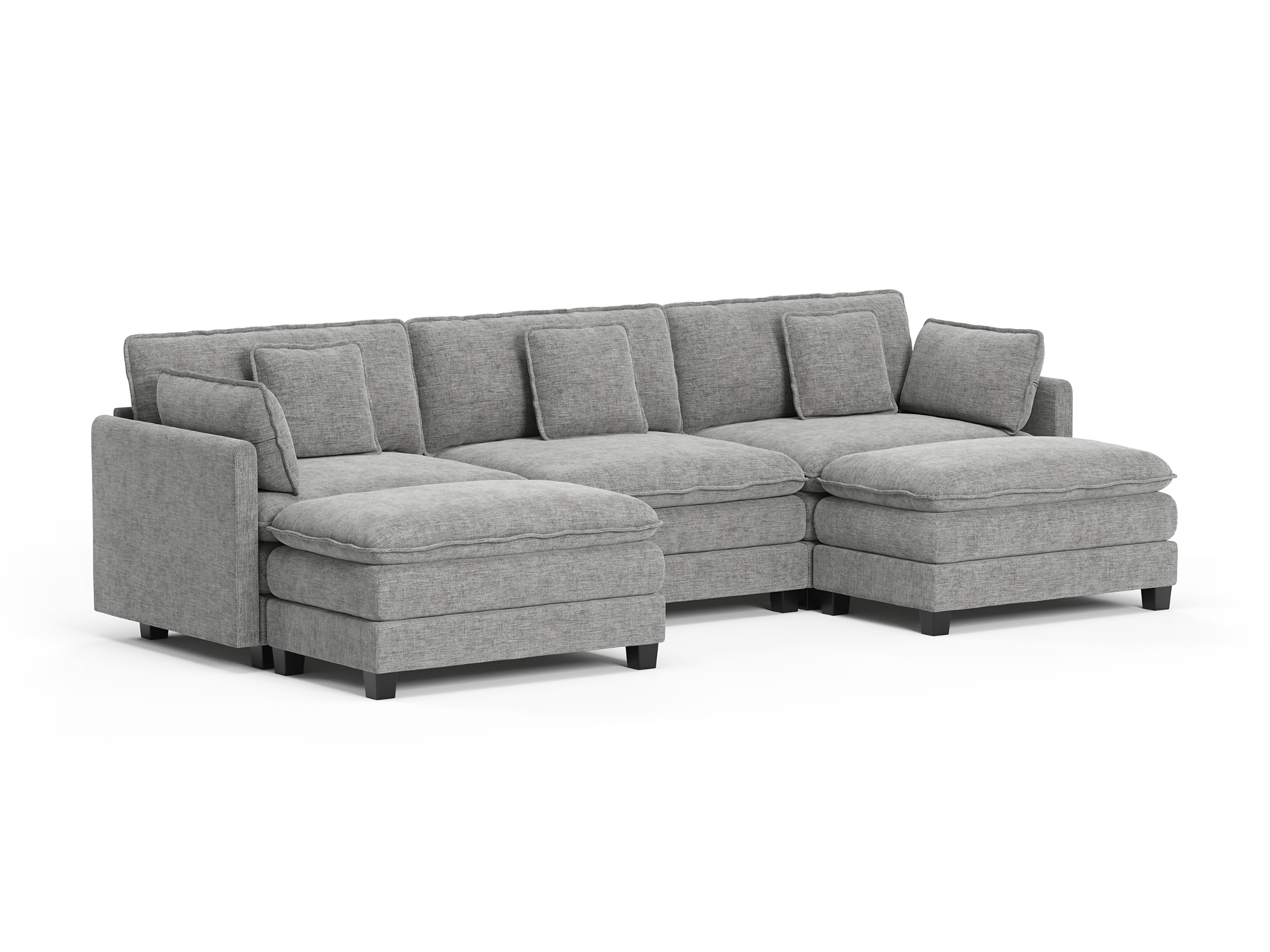 Heaven Modular 3 Seat Sofa with 2 x Ottomans in Cloud Mist