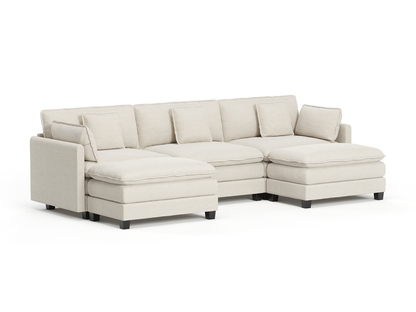 Heaven Modular 3 Seat Sofa with 2 x Ottomans in Cloud White