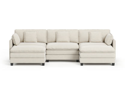 Heaven Modular 3 Seat Sofa with 2 x Ottomans in Cloud White