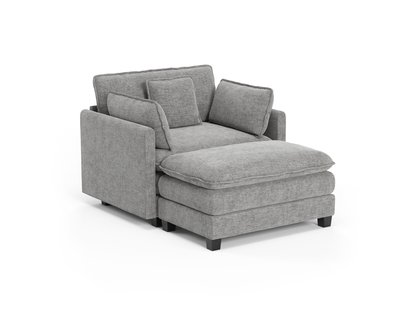 Heaven Modular Chair & Ottoman in Cloud Mist