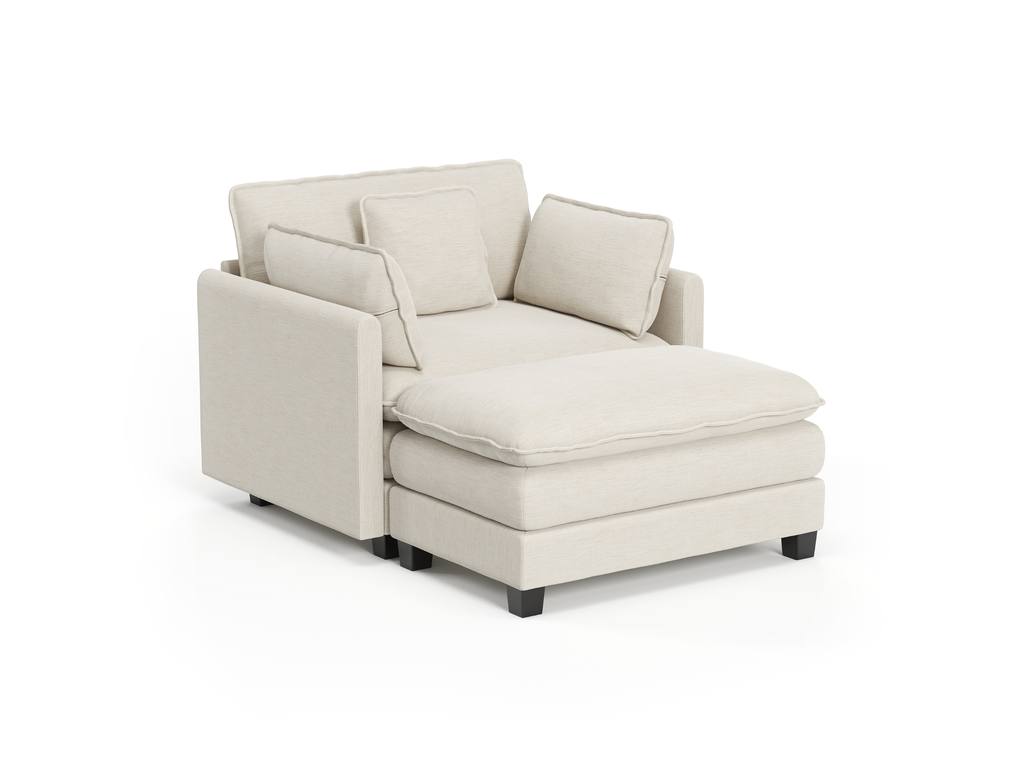 Heaven Modular Chair & Ottoman in Cloud White