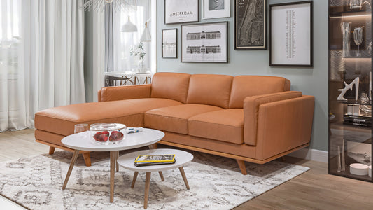 Madison LHF Chaise Genuine Leather Tan