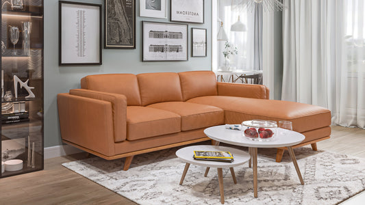 Madison RHF Chaise Genuine Leather Tan