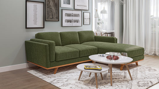 Madison Chaise LHF Plush Velvet Forest