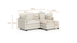 Heaven Modular 2 Seat Sofa & Ottoman in Cloud Mist