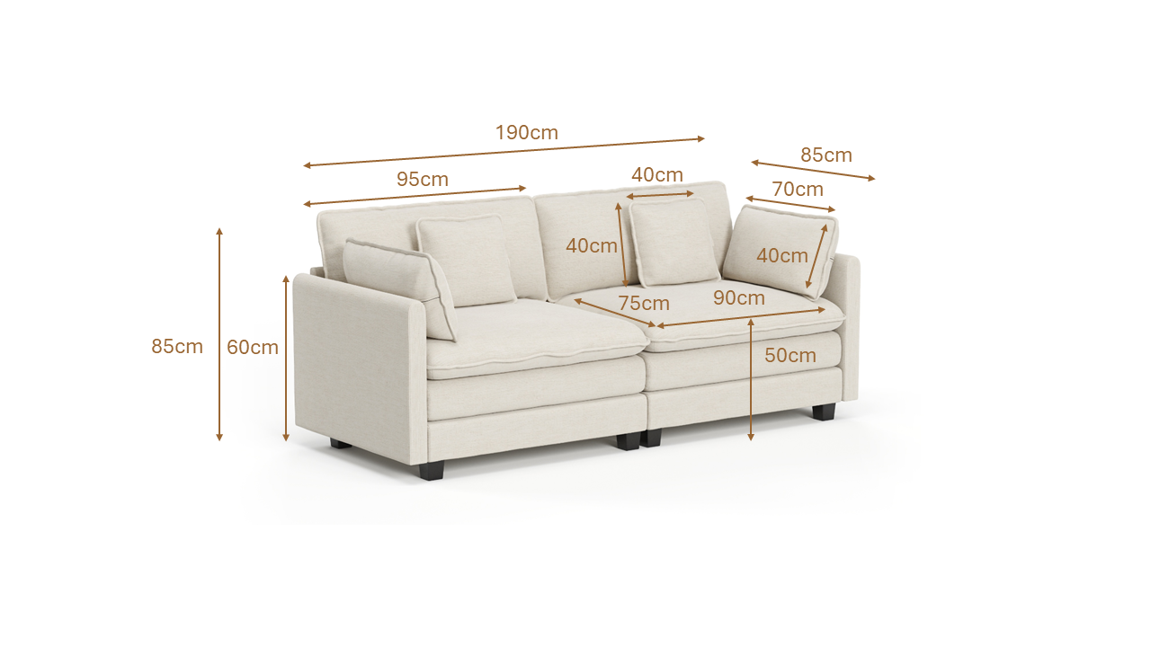 Heaven Modular 2 Seat Sofa in Cloud Mist