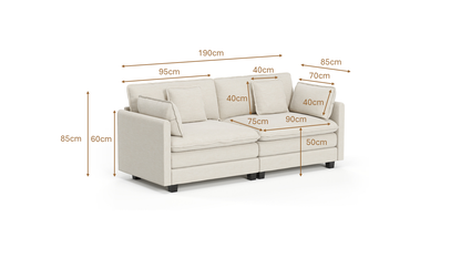 Heaven Modular 2 Seat Sofa in Cloud Mist