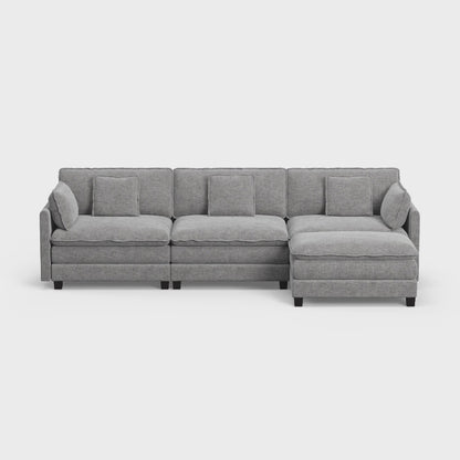 Heaven Modular 3 Seat Sofa & Ottoman in Cloud Mist